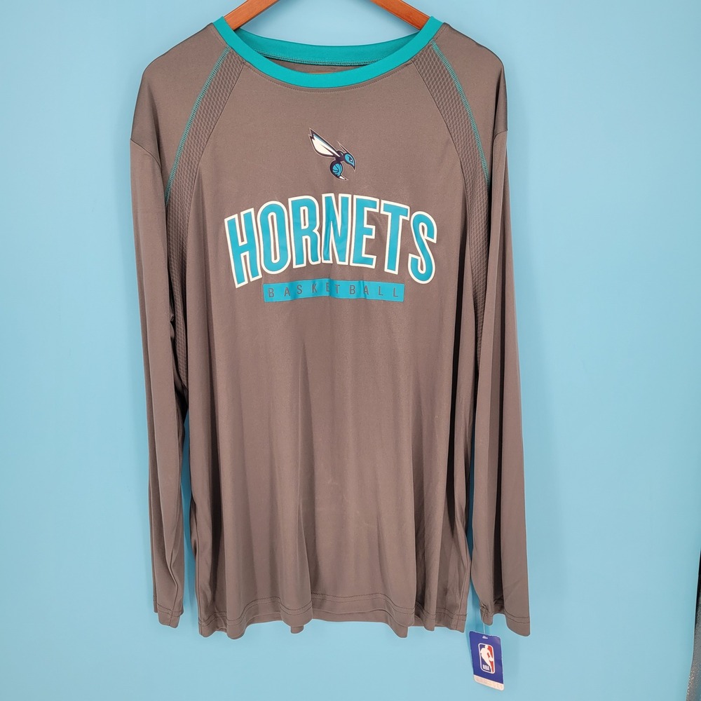 NWT Charlotte Hornets NBA Performance Long Sleeve Shirt Men Gray Dri Fit 2xL